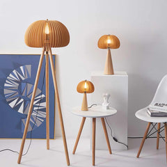 Tafellamp/statief vloerlamp omgevingspompoen hout