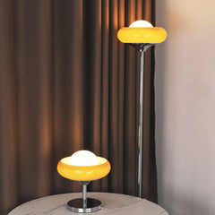 Table Floor Lamp Decorative Chrome Orange Glass Round