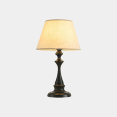 Linen Table Lamp Bedside Ambient Black Base