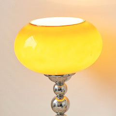 Table Lamp Chrome Orange Glass Shade