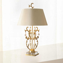 Table Lamp Classic Brass Branch with Fabric Shade Corner