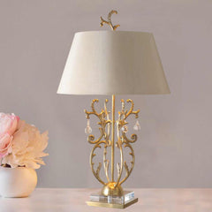 Table Lamp Classic Brass Branch with Fabric Shade Room