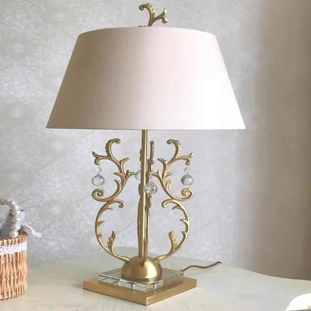 Table Lamp Classic Brass Branch with Fabric Shade Study Room