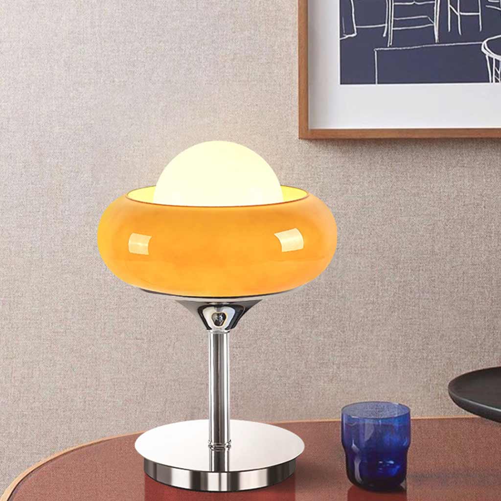 Table Lamp Decorative Chrome Orange Glass Room