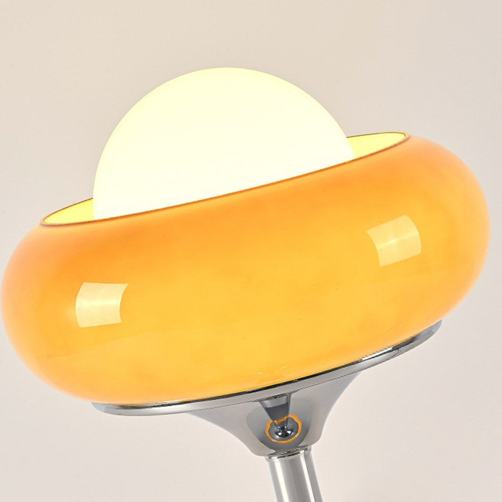 Table Lamp Decorative Chrome Orange Glass Round Shade