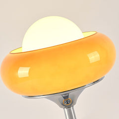 Table Lamp Decorative Chrome Orange Glass Round Shade