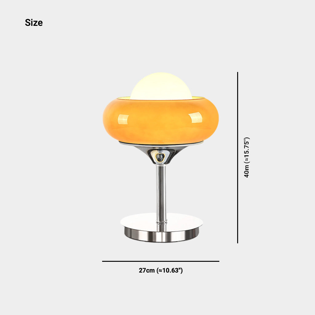 Table Lamp Decorative Chrome Orange Glass Round Size
