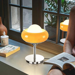 Table Lamp Decorative Chrome Orange Glass Round Study Room