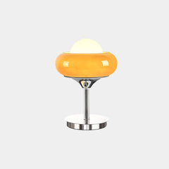 Table Lamp Decorative Chrome Orange Glass Round