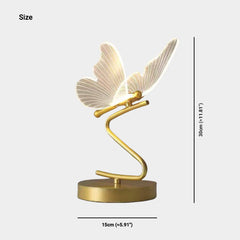 Table Lamp Modern Art Deco Acrylic Butterfly LED Gold Size