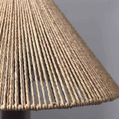 Table Lamp Retro Wood Handmade Rattan Rope Umbrella Shade