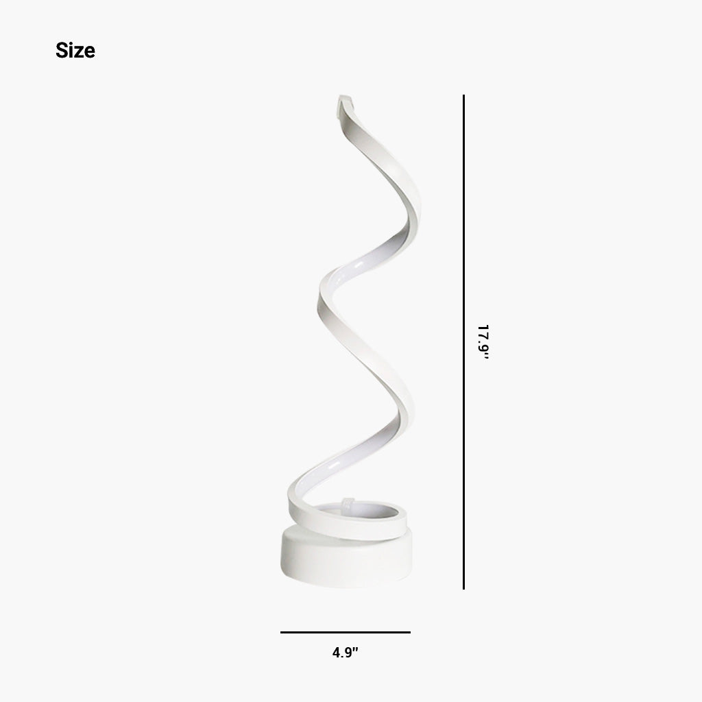 Table Lamp Spiral Dimmable LED White Size
