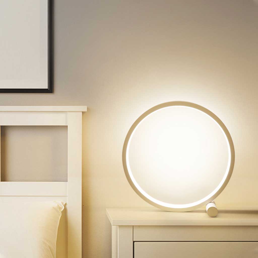 Table Lamp Touch Circular Halo White Bedside