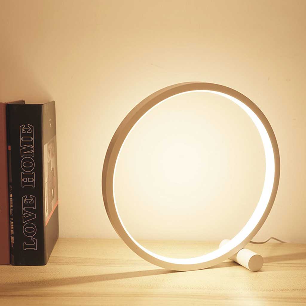 Table Lamp Touch Circular Halo White Study