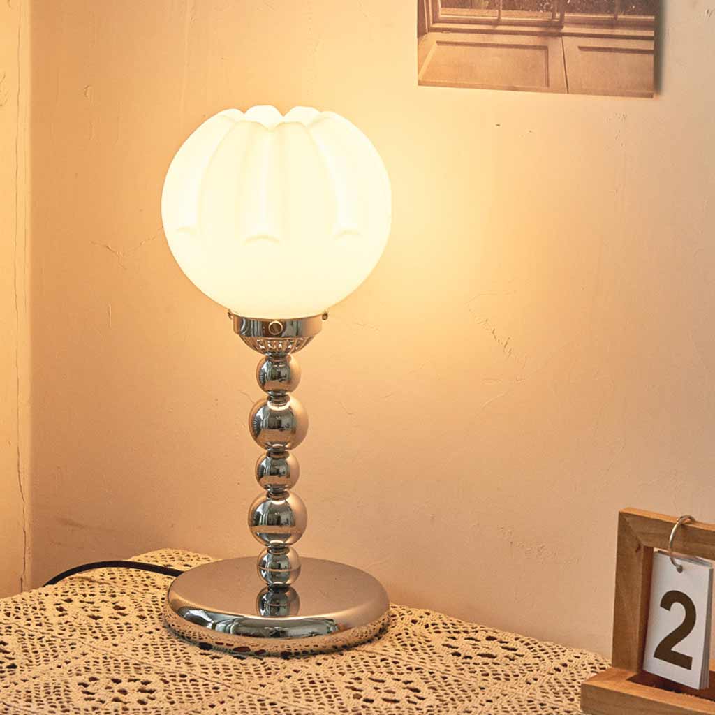 Table Lamp Unique Chrome Orange Glass Corner