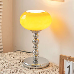 Table Lamp Unique Chrome Orange Glass Shade Corner