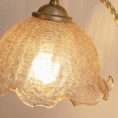 Table LampVintage Ambient Wood Amber Glass Flower Shade