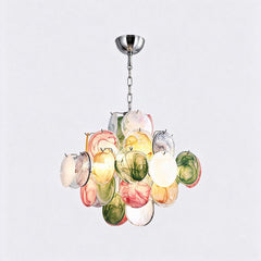 Tiered Multi-Colored Murano Glass Disc Chandelier