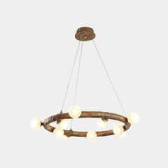 Tree Branch Chandelier Retro Resin Circle Glass Globes