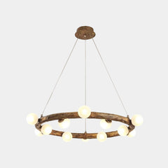 Tree Branch Chandelier Retro Resin Circle Glass Globes