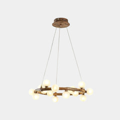 Tree Branch Chandelier Retro Resin Circle Glass Globes