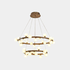 Tree Branch Chandelier Retro Resin Circle Glass Globes