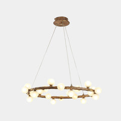 Tree Branch Chandelier Retro Resin Circle Glass Globes