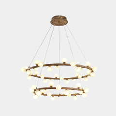 Tree Branch Chandelier Retro Resin Circle Glass Globes