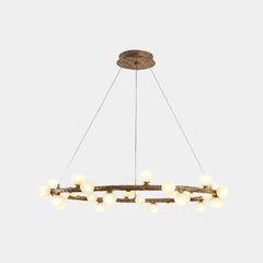 Tree Branch Chandelier Retro Resin Circle Glass Globes