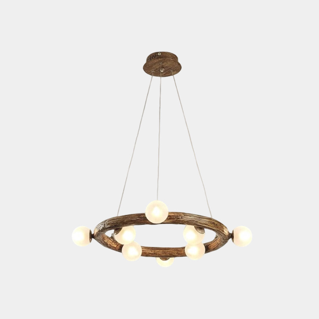 Tree Branch Chandelier Retro Resin Circle Glass Globes