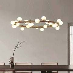 Tree Branch Chandelier Retro Resin Circle Glass Globes