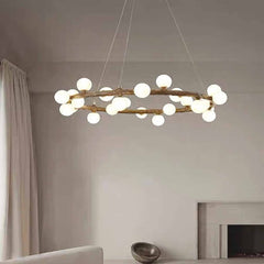 Tree Branch Chandelier Retro Resin Circle Glass Globes