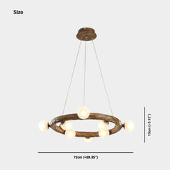 Tree Branch Chandelier Retro Resin Circle Glass Globes