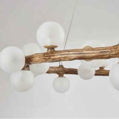 Tree Branch Chandelier Retro Resin Circle Glass Globes