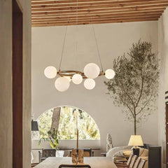 Tree Branch Ring Chandelier with Multiple Globes