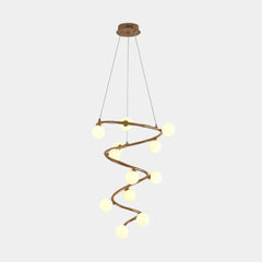 Tree Branch Spiral Chandelier Multi-Globe for High Ceiling