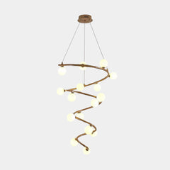 Tree Branch Spiral Chandelier Multi-Globe for High Ceiling