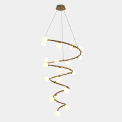 Tree Branch Spiral Chandelier Multi-Globe for High Ceiling
