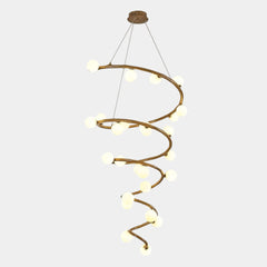 Tree Branch Spiral Chandelier Multi-Globe for High Ceiling