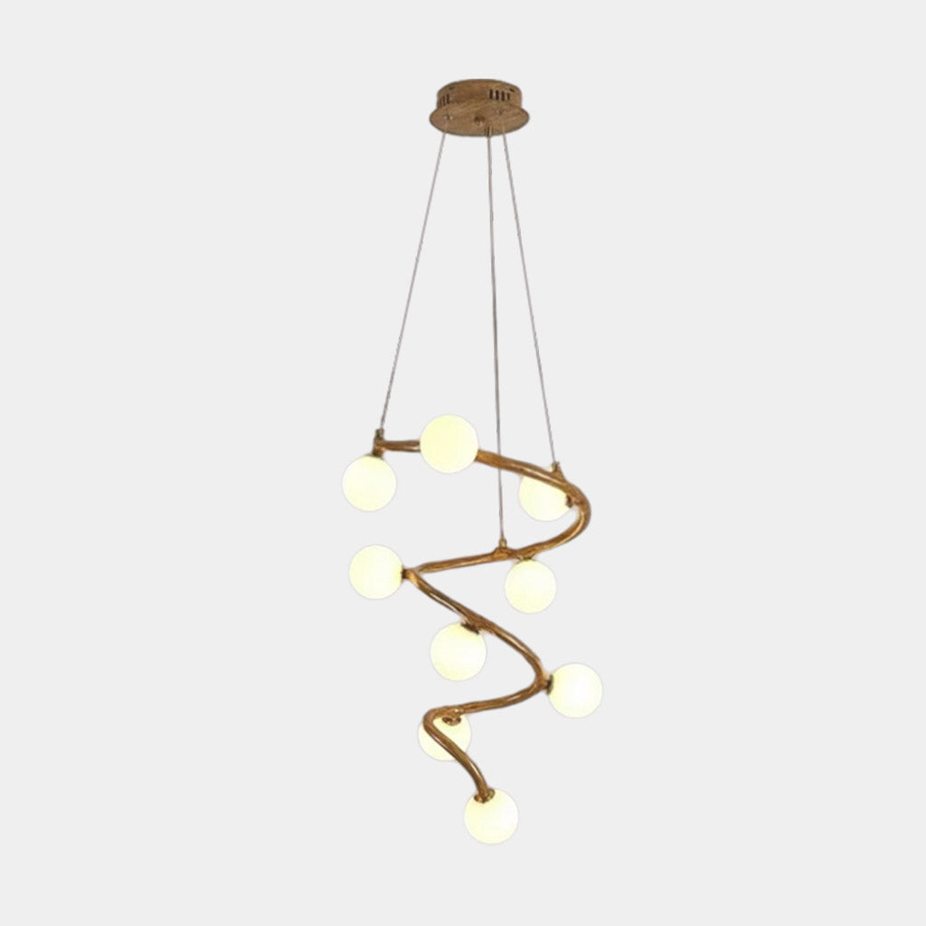 Tree Branch Spiral Chandelier Multi-Globe for High Ceiling