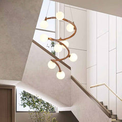 Tree Branch Spiral Chandelier Multi-Globe for High Ceiling