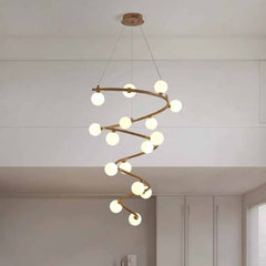 Tree Branch Spiral Chandelier Multi-Globe for High Ceiling