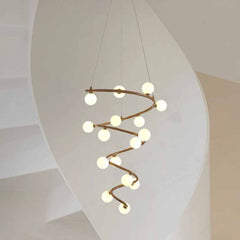 Tree Branch Spiral Chandelier Multi-Globe for High Ceiling