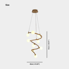 Tree Branch Spiral Chandelier Multi-Globe for High Ceiling
