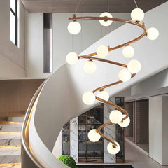 Tree Branch Spiral Chandelier Multi-Globe for High Ceiling
