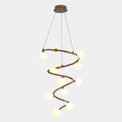 Tree Branch Spiral Chandelier Multi-Globe for High Ceiling