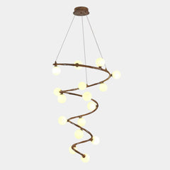 Tree Branch Spiral Chandelier Multi-Globe for High Ceiling