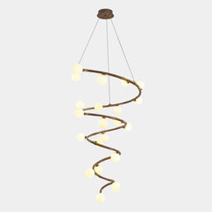 Tree Branch Spiral Chandelier Multi-Globe for High Ceiling