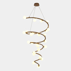 Tree Branch Spiral Chandelier Multi-Globe for High Ceiling
