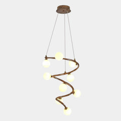 Tree Branch Spiral Chandelier Multi-Globe for High Ceiling